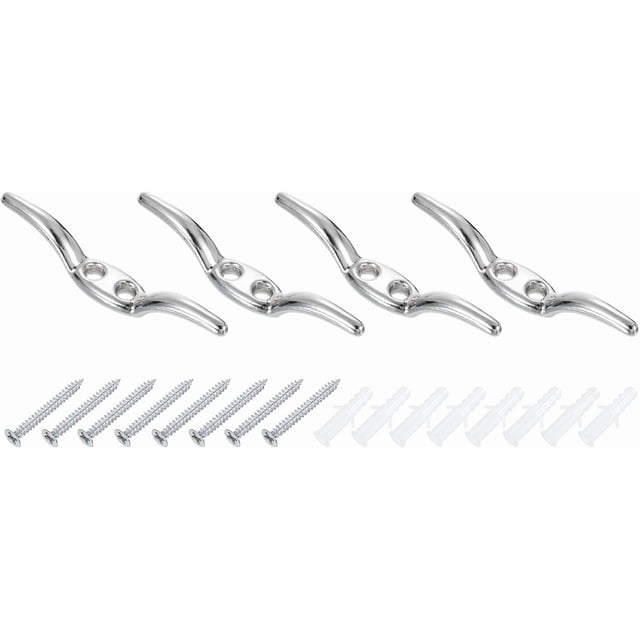 uxcell 4Pcs 65x10mm Blind Cord Cleats, Blind String Safety Rope Zinc Alloy Holder, Window Cord Hooks with Screws for Curtains Sun Shades Ropes, Silver