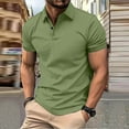 thumbnail image 2 of JIANJIA Polo Shirts For Men Summer Solid Color Lapel Short Sleeve Slim Fit Fashion Pullover Tops Activewear,Green,XXXL, 2 of 7