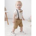 thumbnail image 6 of CARETOO Baby Boy Clothes Suit Romper Shorts Suspender Trousers Pants Bowtie Hat Gentleman Outfits, 6 of 13