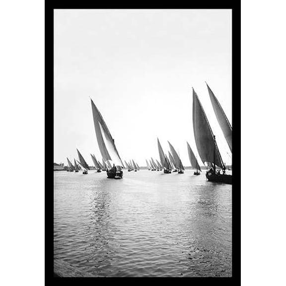 Fleet of Native Boats on the Nile- Fine Art Canvas Print (20" x 30")