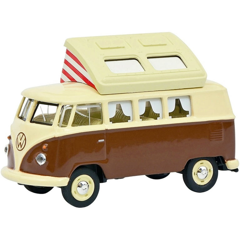 Volkswagen T1 Camper Bus with Pop-Top Roof Brown and Cream 1/64