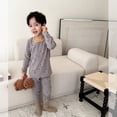 thumbnail image 1 of Pijamas de otoño e invierno para niños de clase A, ropa interior térmica de dibujos animados para niños y niñas, con estructura de lana, para el hogar, para bebés, medianos y grandes, 1 of 6