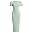 thumbnail image 6 of Brglopf Women's Puff Short Sleeve Bodycon Midi Dress Summer Elegant Formal Wedding Guest Cocktail Party Office Pencil Dresses, 6 of 7