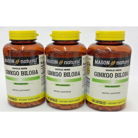 Ginkgo Leaf Extract - 3 pack of Ginkgo Biloba 4:1 extract (equivalent to 500 mg Ginkgo Leaves) 180 Cap