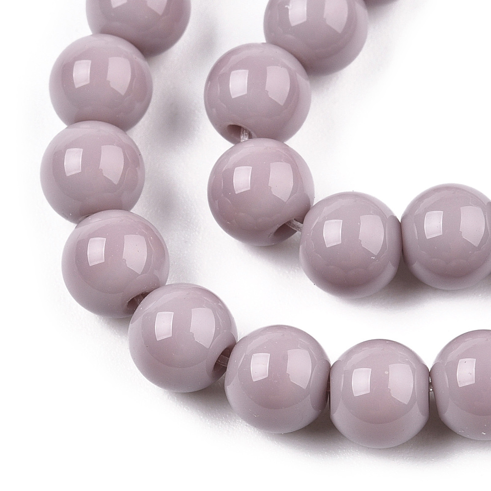 Opaque Solid Color Glass Beads Strands Round Rosy Brown 6~6.5mm Hole: 1.4mm about 67~70pcs/strand 14.76 inch~15.16 inch(37.5~38.5cm)