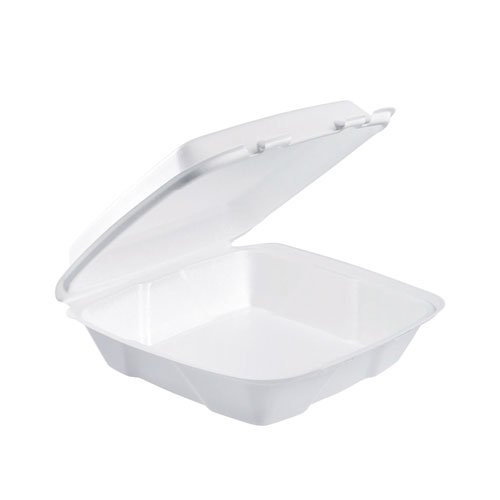 Foam Hinged Lid Container, Performer Perforated Lid, 9 X 9.4 X 3, White, 100/bag, 2 Bag/carton | Bundle of 5