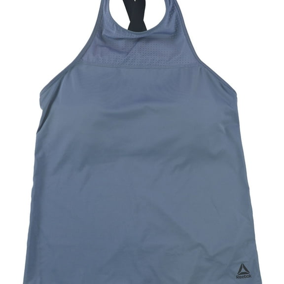Reebok Womens Fitted Long Workout Tank Top, Blue, X-Small