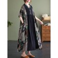 thumbnail image 2 of Vestido holgado para mujer con bolsillos, volantes, escote en V y manga corta, 2 of 8