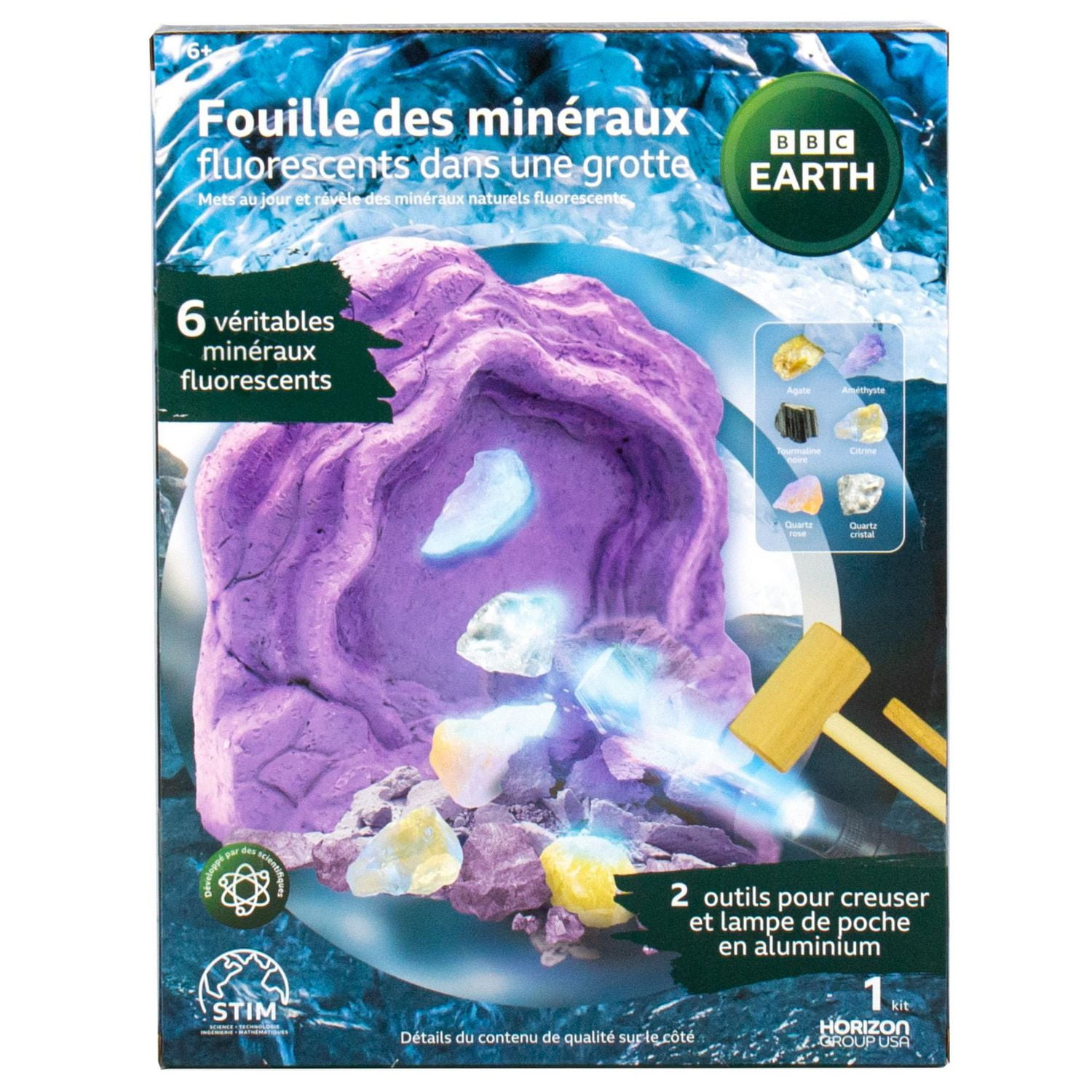 BBC Earth Fouille de minéraux fluorescents dans une grotte Kit d'excavation minérale