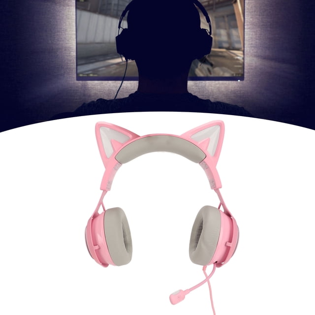 Auriculares Micrófonos, Cómodos auriculares de Juego de Diseño de Orejas para Gatos Voz Transparente para el Hogar