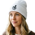 thumbnail image 4 of SYMOID White Winter Hat for Men Women - Cuffed Knit Beanie with Embroidered Skeleton Hats,Size Free Size, 4 of 6