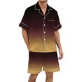 thumbnail image 1 of GPOECD Men's Sleepwear Plus Size Men's Gradient Multicolored Silk Satin Short Sleeve Button Up Home Wear Set Mens Pajama Set Gold,S, 1 of 4
