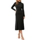thumbnail image 2 of Vestido de suéter de cuello alto de mujer Inspire Chic, de manga larga, elástico, fluido, de punto acanalado, maxi, talla XS, negro, 2 of 6