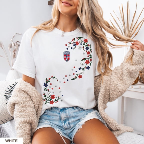 Norway Fan Shirt Norge Fotball Fan Soccer Game Day T-Shirt Women's Norway Team Tee Floral World Football Cup Merch