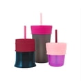 thumbnail image 2 of Tapa de Vaso Boon Snug con Popote de Silicona, Paquete de 3, Color Rosa, 2 of 5