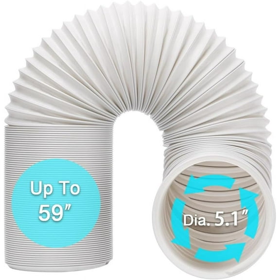 Portable Air Conditioner Hose, Portable Exhaust Vent Hose with 5.9 Inch Diameter, Universal Replacement AC Vent Hose Length up to 59"