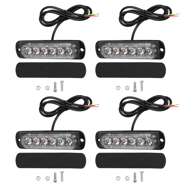 Estroboscópicas Luces para Camiones Universales para Blanco Amarillo 6 LED Luz 4uds Unique Bargains conjuntos de luces estroboscópicas de emergencia para automóviles