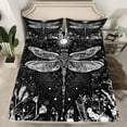 thumbnail image 2 of Manfei Bohemian Dragonfly Animal Queen Sheet Sets, Mystic Galaxy Sun Flat Sheet, Hippie Rustic Plant Queen Fitted Sheet, Microfiber Bedroom Decor, 4 Pieces, 2 of 7