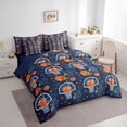 thumbnail image 2 of Castle Fairy Basketball Print Queen Bedding 7pcs, Sport Stars Print Bedding Comforter Set Queen, Blue Orange,Navy Blue Reversible, 2 of 7