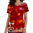 thumbnail image 1 of Dvkptbk Blouse de Noël pour Femmes, Vêtements d'Infirmière, Uniforme de Travail avec Poches, Mode Décontractée, Col Rond, Manches Courtes à Cordon, 1 of 5