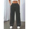 thumbnail image 4 of Womens Cargo Sweatpants Baggy Fleece High Waisted Joggers Sweat Pants Athletic Pants Dark Gray L, 4 of 8