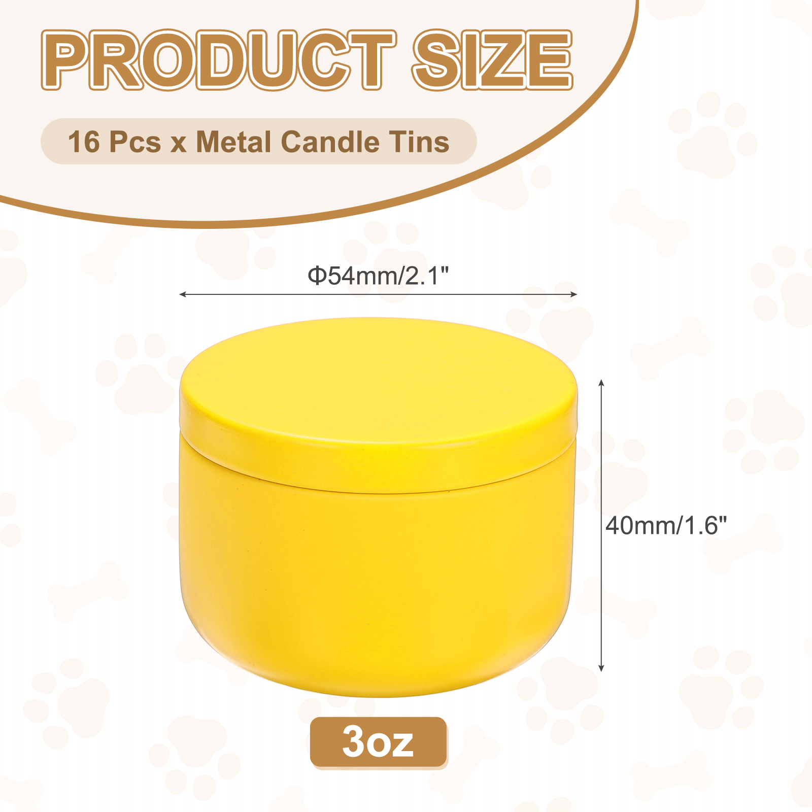3oz Candle Tins, 16pcs Metal Candle Tins Jars with Lids Round Empty Tin Can Containers Bulk for Storage Tea and Making DIY Arts Crafts Christmas Gifts, Yellow