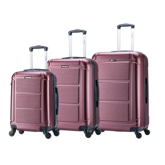InUSA Pilot 3-Piece Hardside Luggage Sets with Spinner Wheels, Handle, Trolley, (20"/24"/28"), Wine