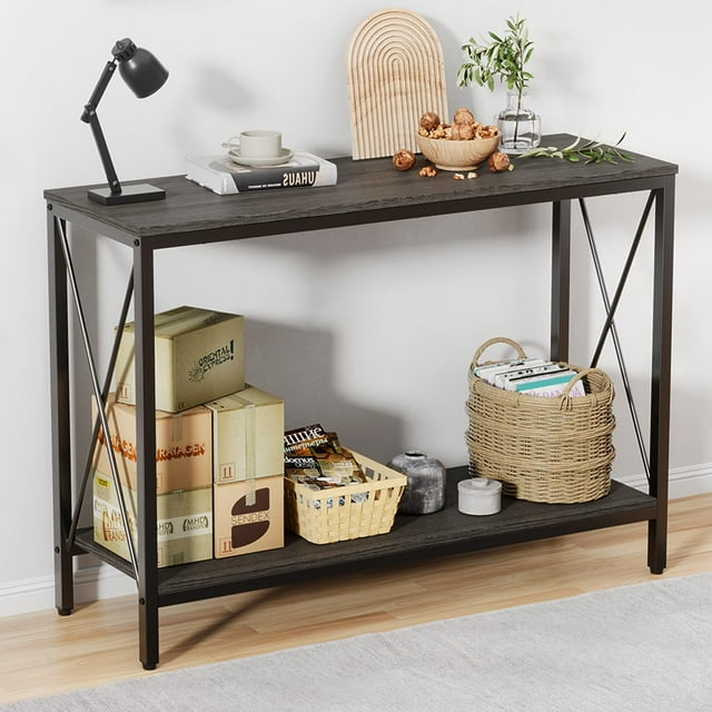Simple Hogar Credenza,Credenza recibidor de Madera de 2 Capas Gris,Estilo Moderno Mesa de Entrada,Fácil de Montar Mesas recibidor,Las Dimensiones de la Mesa recibidor Entrada Son 102 * 30 * 70.5(CM)