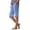 *Blue, variant on VBVC Women's Cotton Linen Striped Cuffs Capri Pants with , Wide Leg Summer Trousers For Women , Ladies' Casual Knee Length Shorts with Pockets, S-3XL
