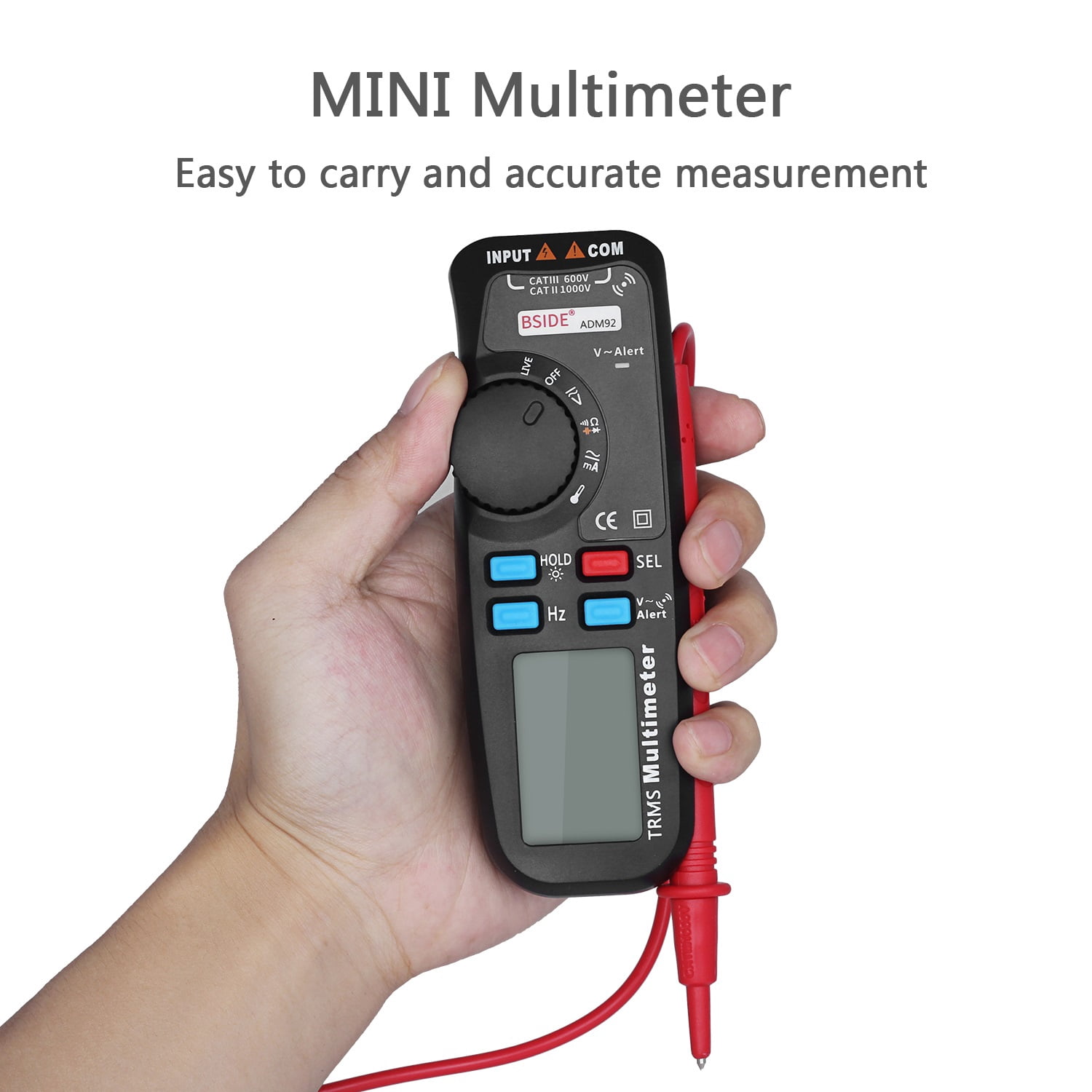 ADM92 TRMS Digital Multimeter Auto Range RMS 6000 Counts Portable Multi Tester Temp Live Check
