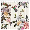 thumbnail image 1 of Cortina de ducha de baño ABPHQTO de tela de poliéster con Diseño de flores coloridas, Hunningbrid Farmhouse, 160x180 cm, 1 of 1
