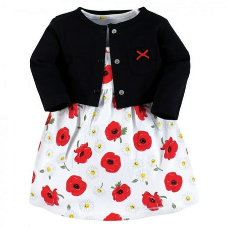 UPC: 0660168166538 | Hudson Baby Baby and Toddler Girl Cotton Dress and Cardigan Set Poppy Daisy 0-3 Months