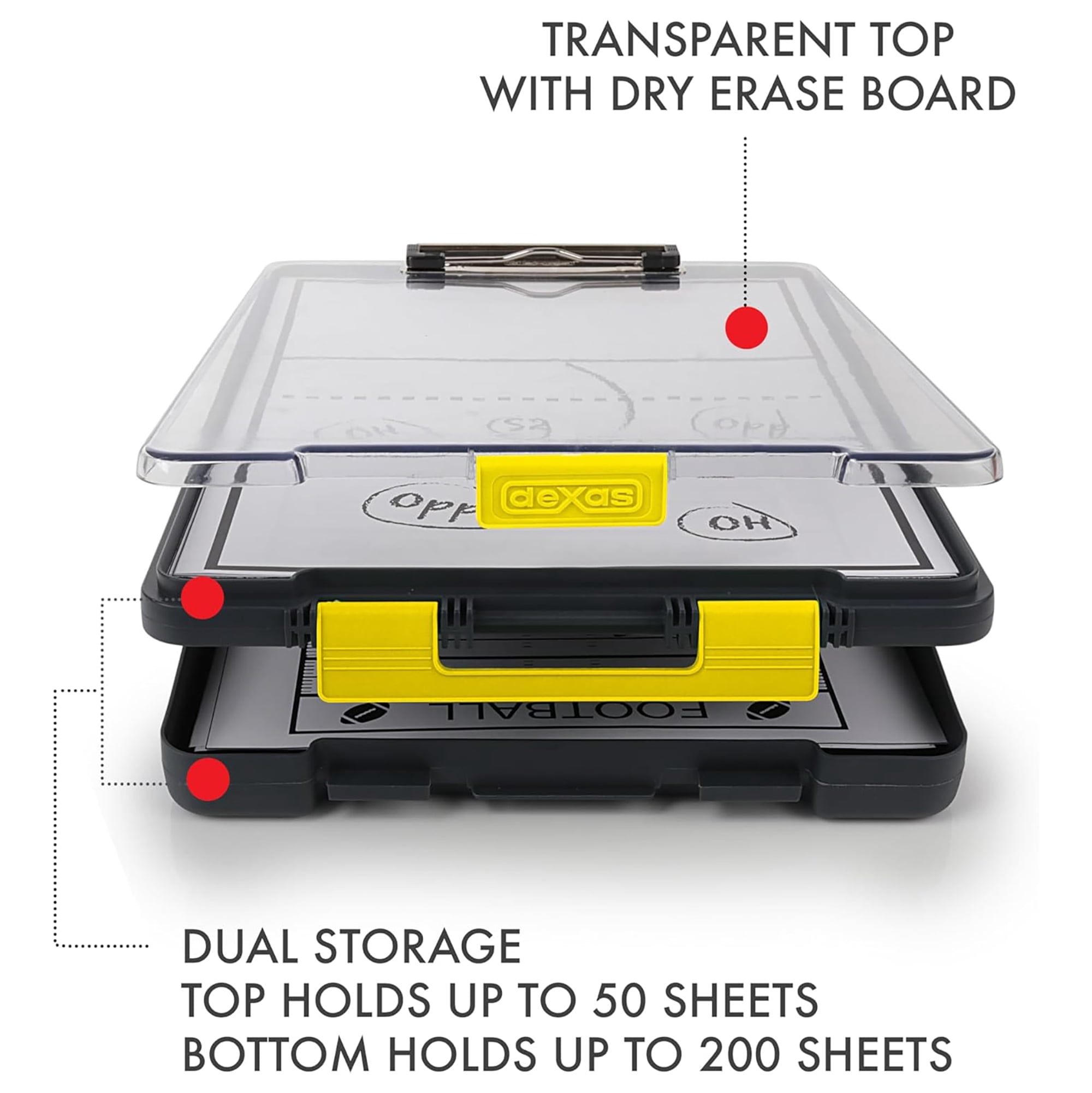 Dexas Clearview Clipcase Clipboard, 13.75 X 9.5 in, Yellow