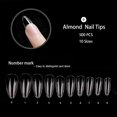 thumbnail image 4 of Almond Shaped Acrylic Nail Tips - 500pcs False Nails Tips Full Cover Nails With Case For Diy Nail Art, 10 Sizes, 4 of 5
