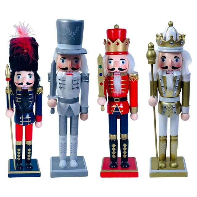 4 figuras de Cascanueces de 12 pulgadas, decoración navideña, estilo granja, Año Nuevo.