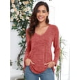 thumbnail image 4 of Casual Tunic Tops for women, CRAYNER Casual Loose Fit V-Neck T Shirt with Pocket Long Sleeve Fall Winter Blouses, L, 4 of 9