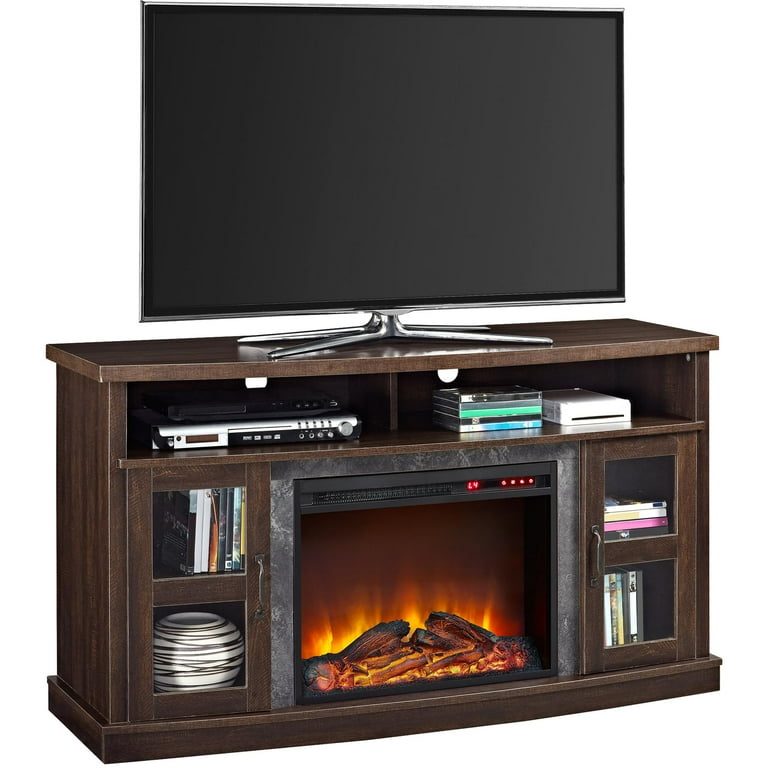 Ameriwood Home Barrow Creek Fireplace Console with Glass Doors for