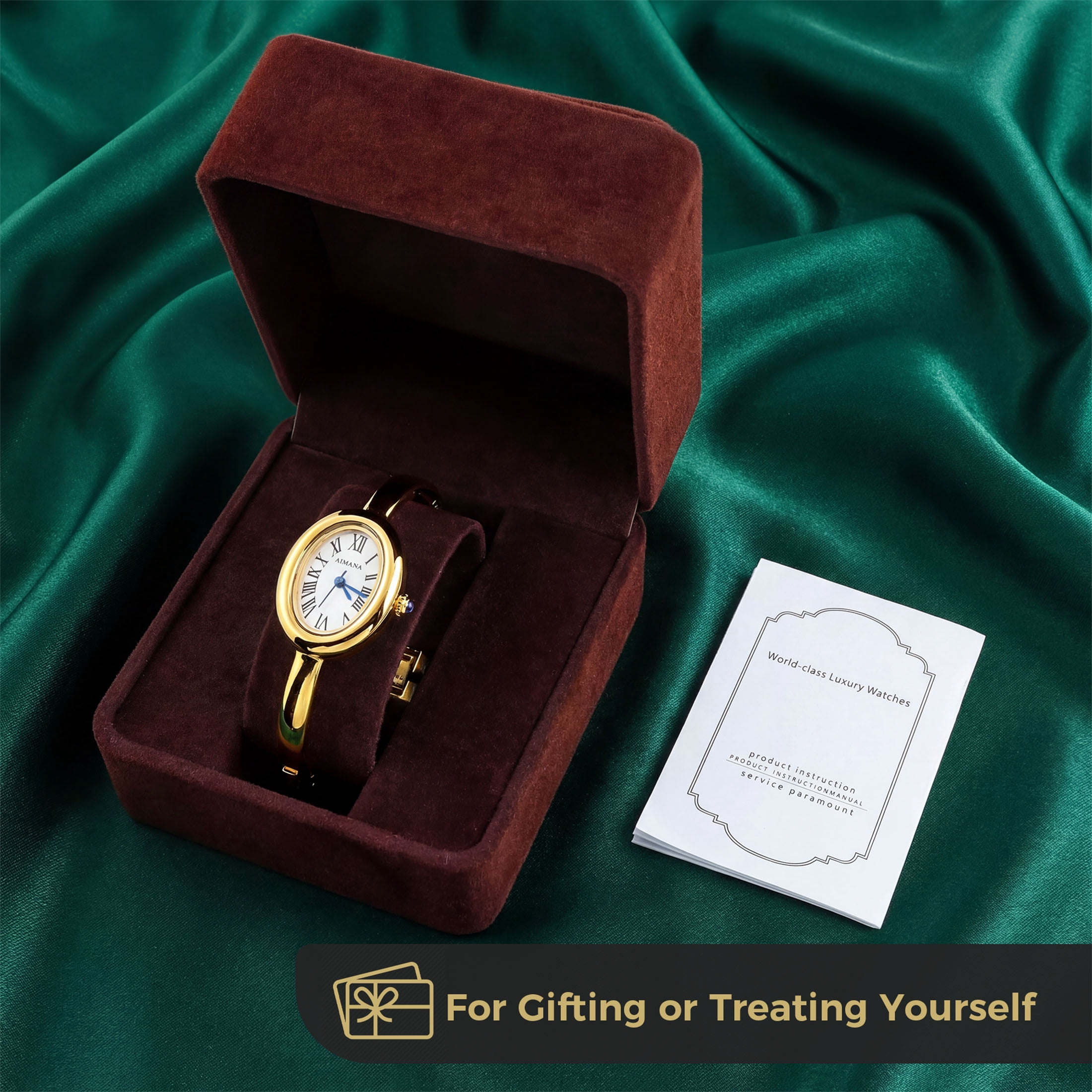 Vintage Casual Gold Watches for Women Small Oval Dial Bangle Wrist Watches Gifts Relojes Para Mujer