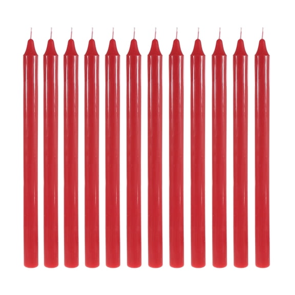 Mega Candles 12 pcs Unscented Red Straight Taper Candle, Hand Poured Wax Candles 12 Inch x 7/8 Inch, Home Décor, Wedding Receptions, Baby Showers, Birthdays, Celebrations, Party Favors & More