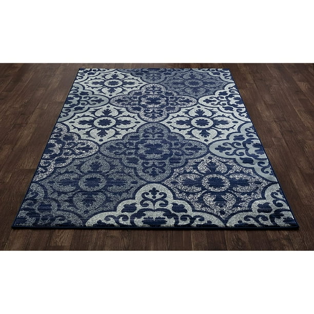 Art Carpet Arabella Collection Tilework Woven Area Rug 5 X 8 Navy Gray Blue Walmart Com Walmart Com
