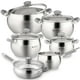 thumbnail image 1 of Juego de utensilios de cocina de inducción Daniks Modern de 11 piezas de acero inoxidable: cacerola apta para lavavajillas, ollas con asas resistentes al calor, tapas de vidrio y sartén con tapa, colo, 1 of 5