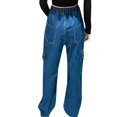 thumbnail image 4 of KAUOD Girls Baggy Cargo Jeans Wide Leg Denim Pants Kids Elastic Waist Loose Fit Trousers Multi Pockets Streetwear Clothes, 4 of 7