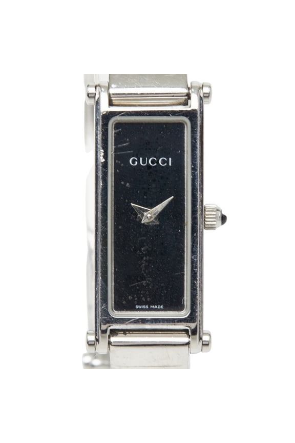 Pre-Owned Gucci Bangle Watch 1500L Quartz Black Dial Stainless Steel Women's GUCCI