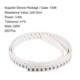 thumbnail image 2 of Surface Mounted Devices Chip Resistor, 220 Ohm 1/4W 1206 Fixed Resistors, 1% Tolerance 200Pcs, 2 of 3