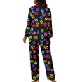 thumbnail image 2 of Renewold Womens Pajama Sets Button Down Sleepwear Loungewear Colorful Dog Paw Shirt Top Set 2 Packs Softness Loungewear Ladies Jogger Walking Outfits Size 2XL, 2 of 6