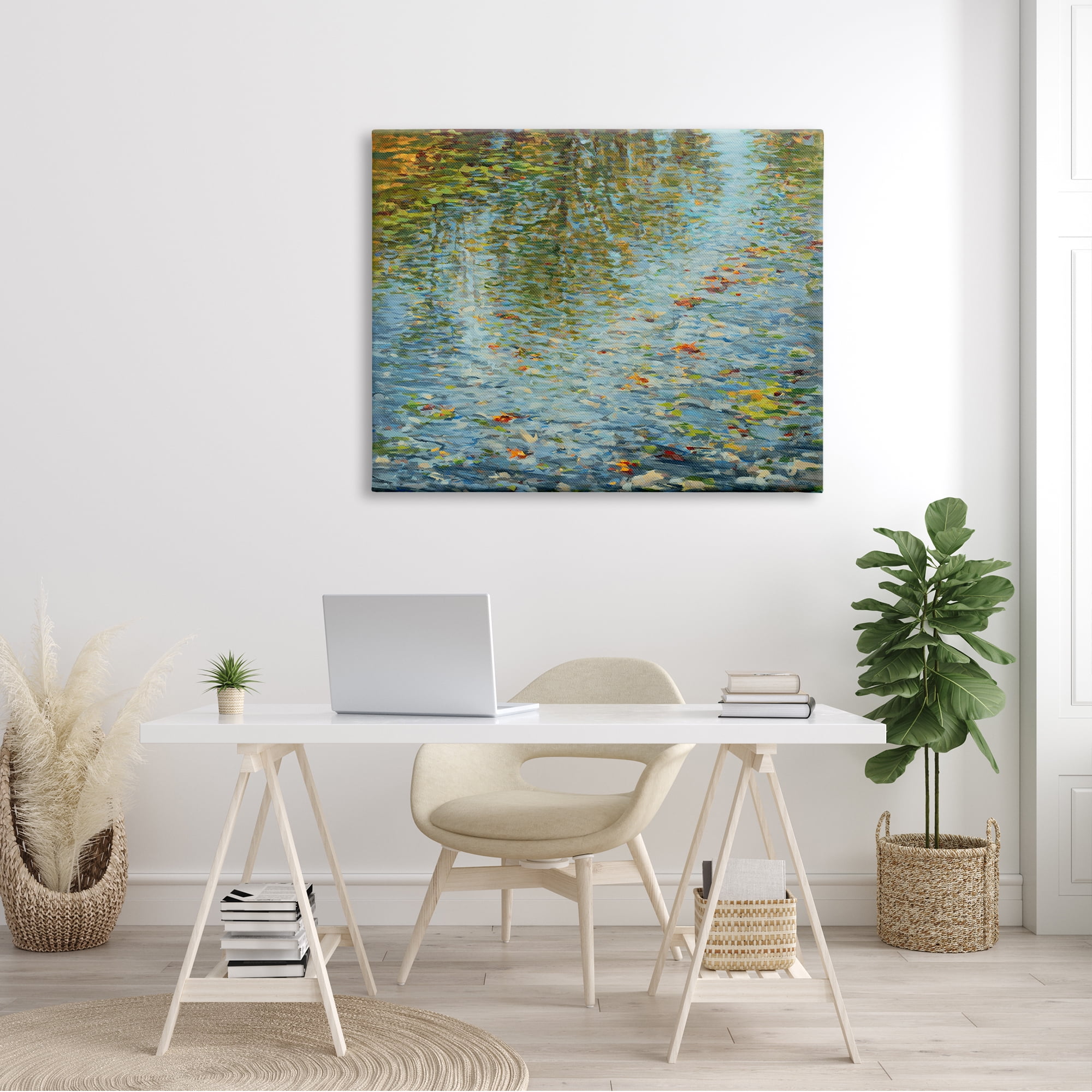 Stupell Industries Abstract Lake Water Reflection Expressive Summer Pond Leaves, 48 x 36,Design by Scott Brems