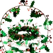25' Gleam 'N Flex Holly And Berry Christmas Garland Hanging Wall Decoration