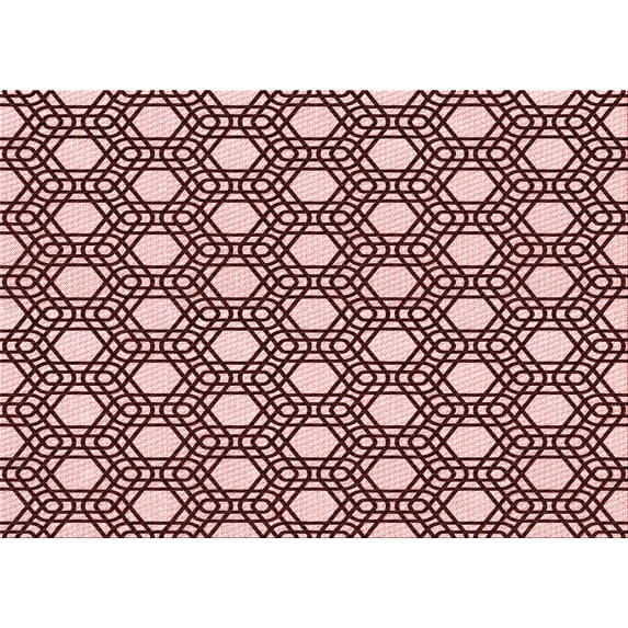 Ahgly Company Machine Washable Indoor Rectangle Transitional Deep Rose Pink Area Rugs, 6' x 9'
