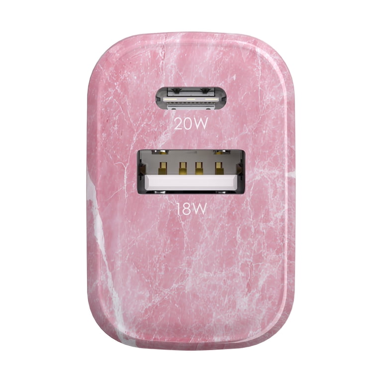 Powertek Marble Dual Port Wall Charger 20W Pink photo 7