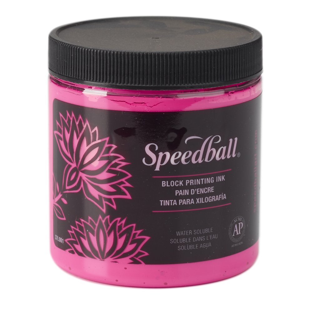 Speedball Block Printing Ink, WaterBased, 8 oz. Jar, Fluorescent